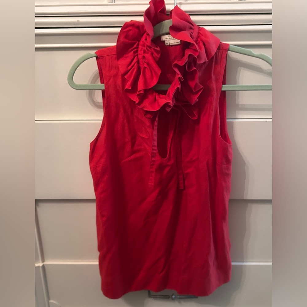 kate spade Vibrant Red Ruffle Neck Blouse size XS
